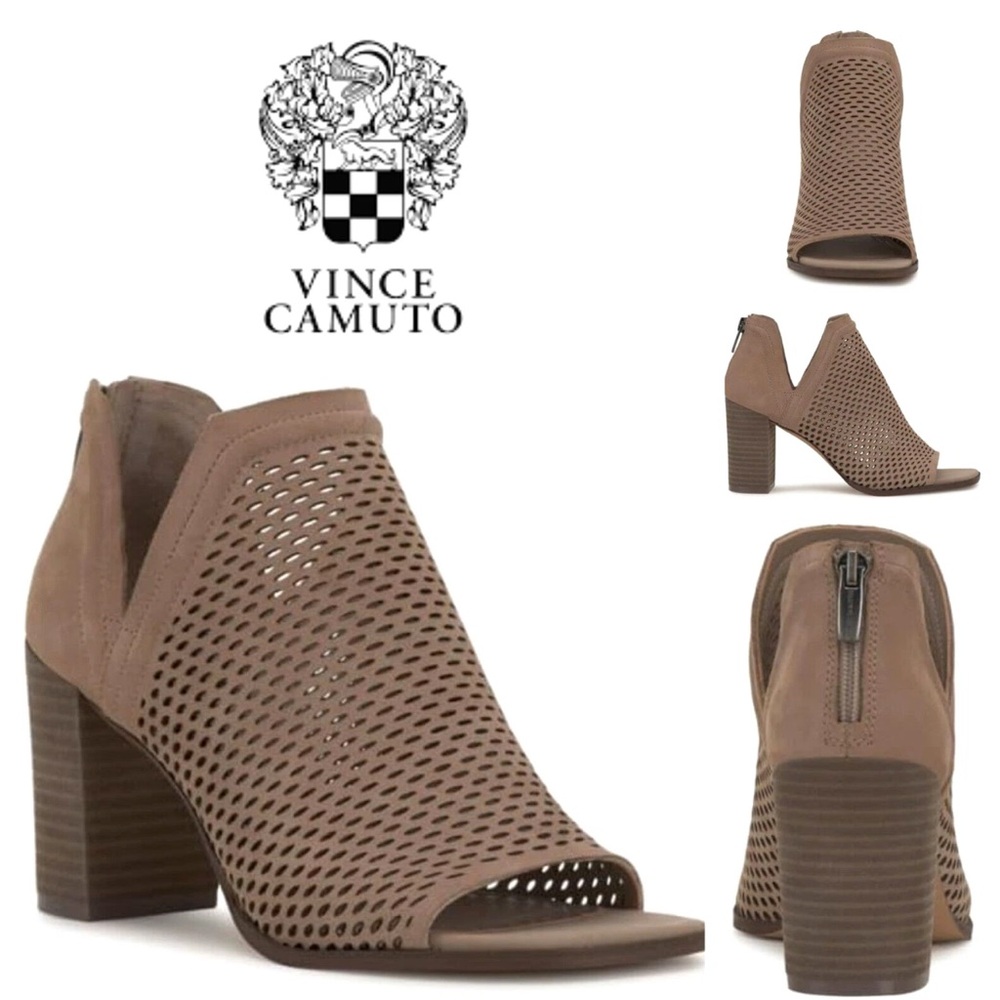 Vince Camuto Katnina Womens Tan Leather Back Zipper Ankle Boots Size 13